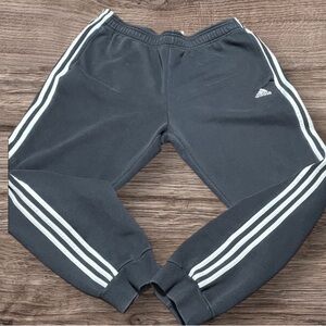 Adidas Black Sweatpants with White Stripes Size XL